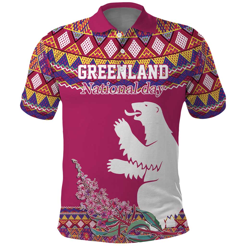 Greenland National Day Polo Shirt Inuit Kalaallisuut style LT17