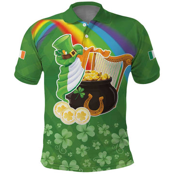 Celtic Harp Shamrock Republic of Ireland Polo Shirt LT17