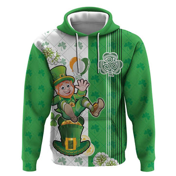 Ireland 17th March Saint Patrick's Day Hoodie Irish Leprechaun with Shamrock LT17
