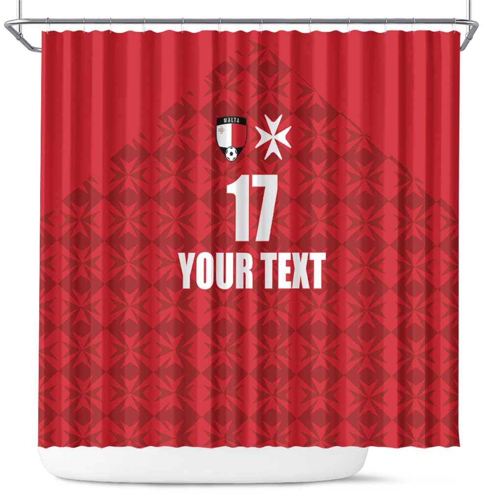 Custom Malta Football Jersey Go Champions Shower Curtain Red Style LT17