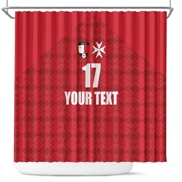 Custom Malta Football Jersey Go Champions Shower Curtain Red Style LT17