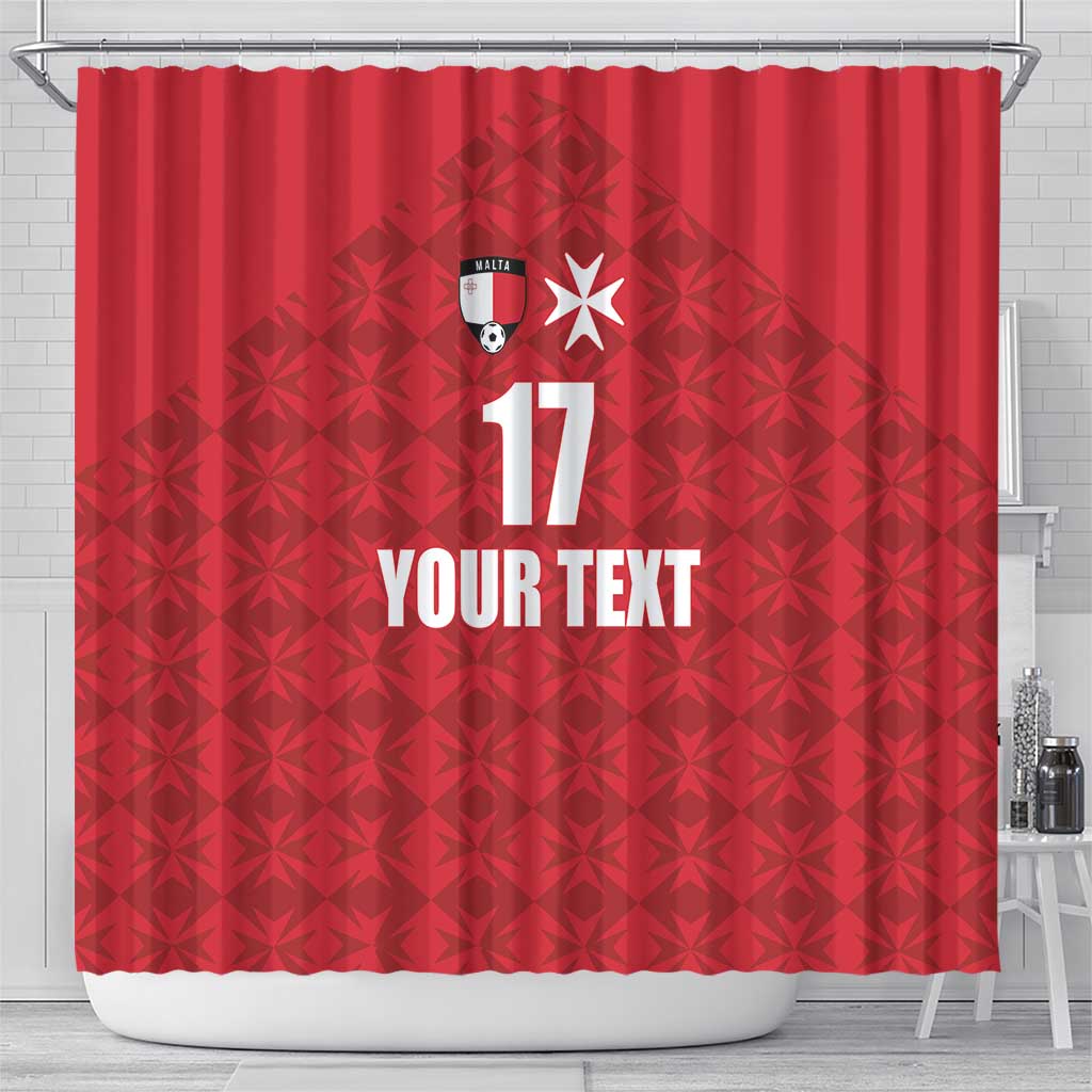 Custom Malta Football Jersey Go Champions Shower Curtain Red Style LT17