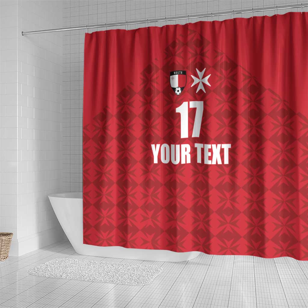 Custom Malta Football Jersey Go Champions Shower Curtain Red Style LT17