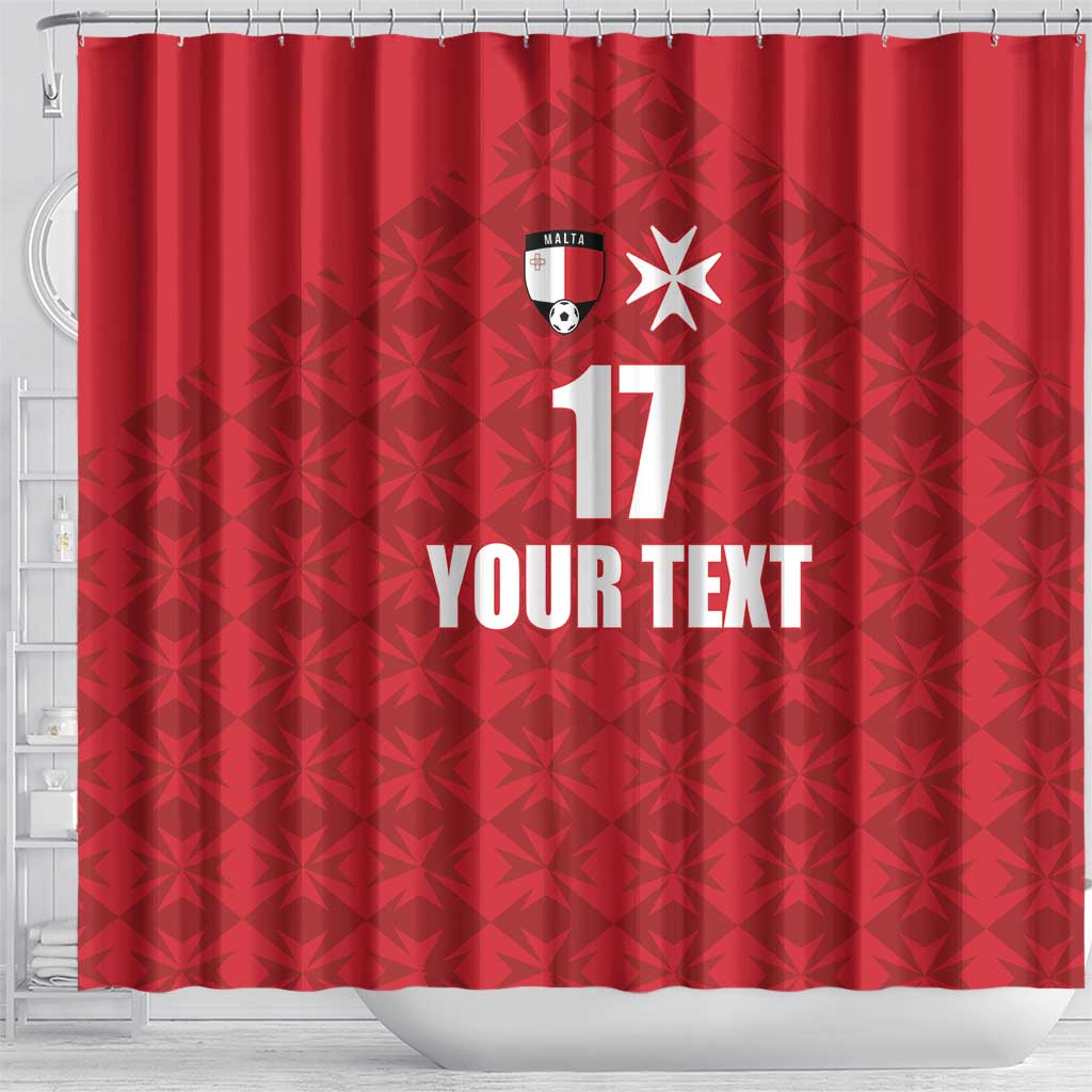 Custom Malta Football Jersey Go Champions Shower Curtain Red Style LT17