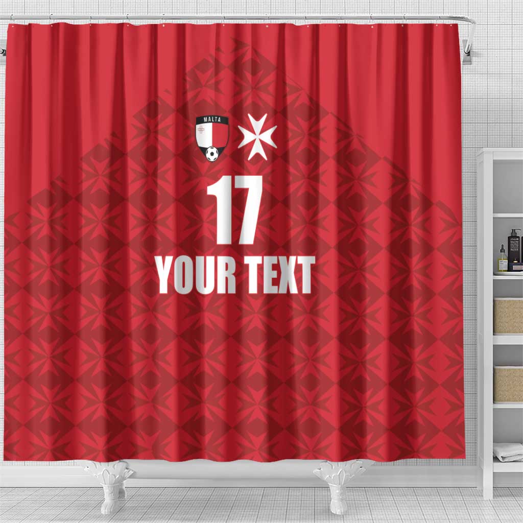 Custom Malta Football Jersey Go Champions Shower Curtain Red Style LT17