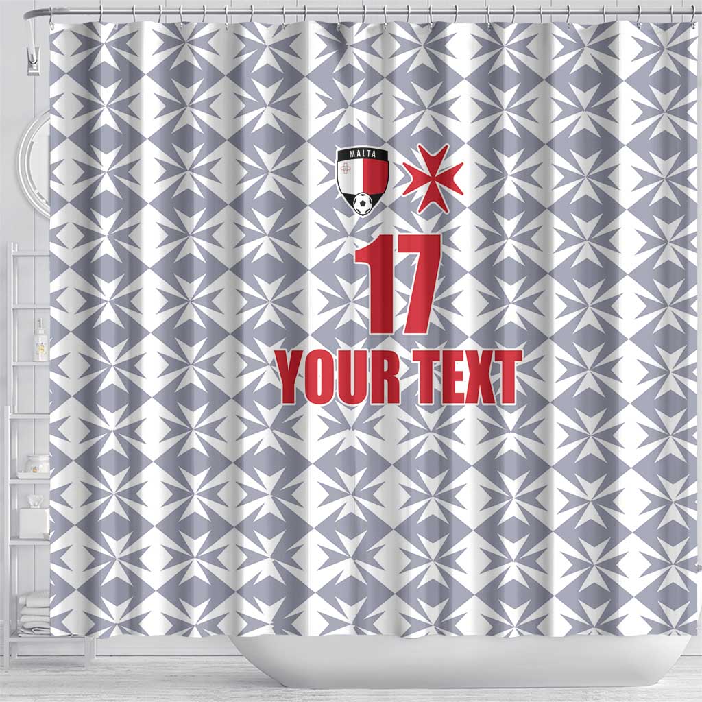 Custom Malta Football Jersey Go Champions Shower Curtain White Style LT17