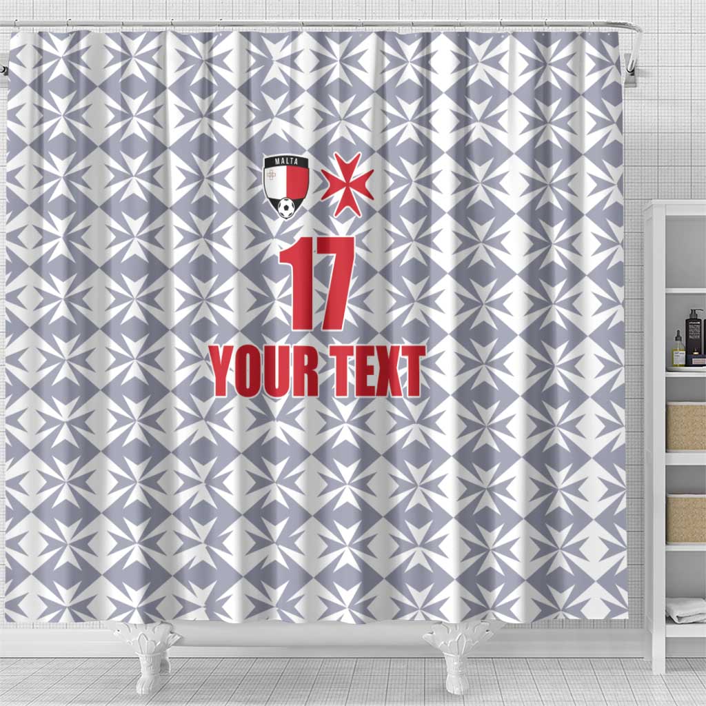 Custom Malta Football Jersey Go Champions Shower Curtain White Style LT17