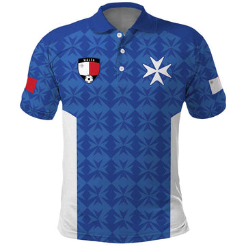 Custom Malta Football Jersey Go Champions Polo Shirt Blue Style LT17