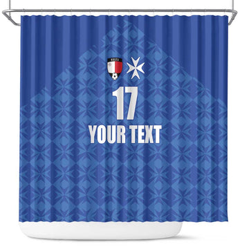 Custom Malta Football Jersey Go Champions Shower Curtain Blue Style LT17