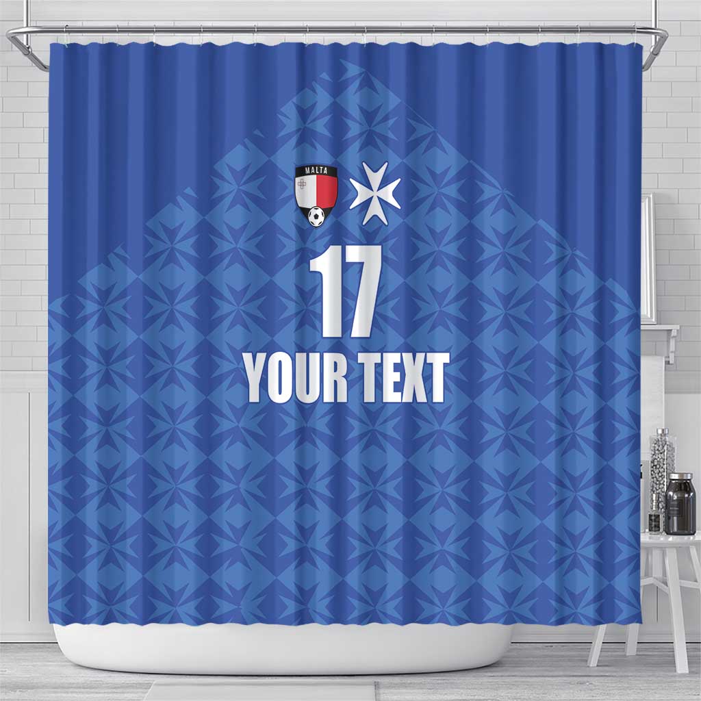 Custom Malta Football Jersey Go Champions Shower Curtain Blue Style LT17