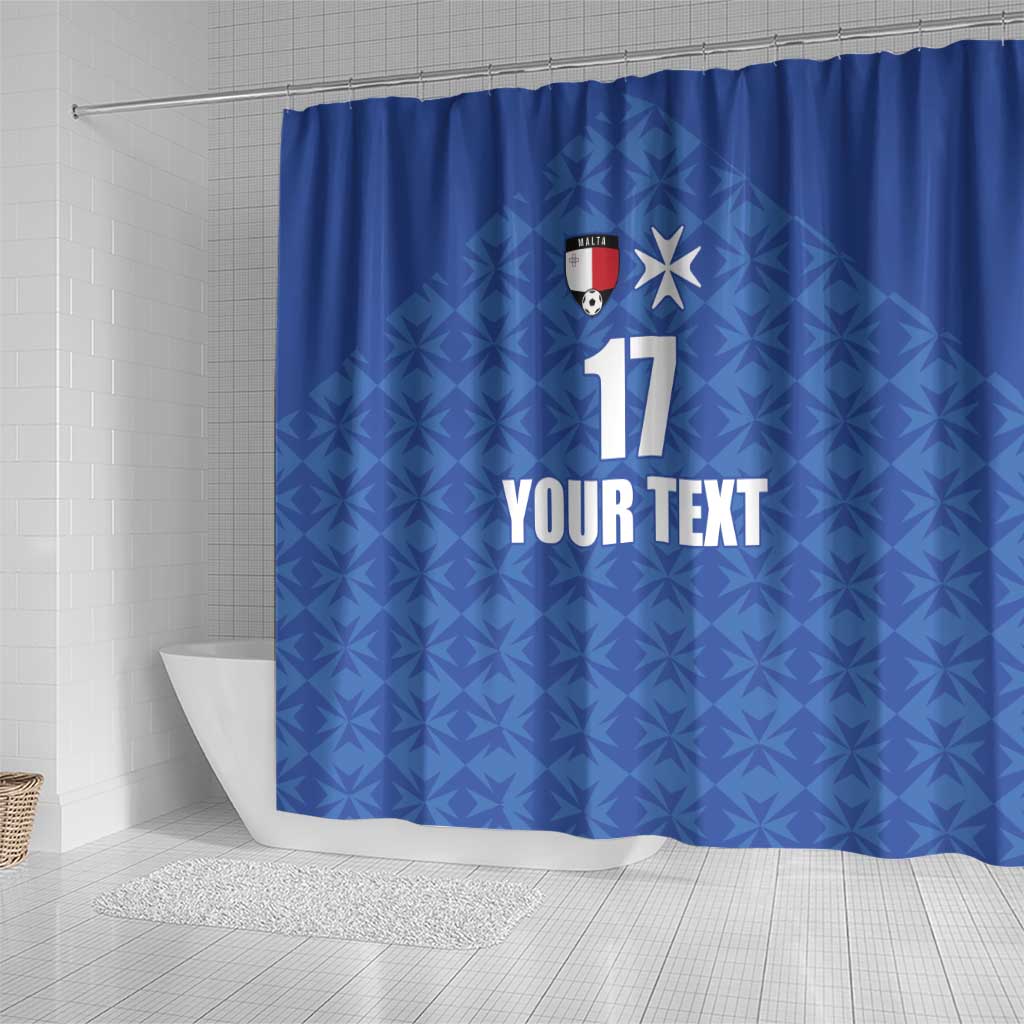 Custom Malta Football Jersey Go Champions Shower Curtain Blue Style LT17