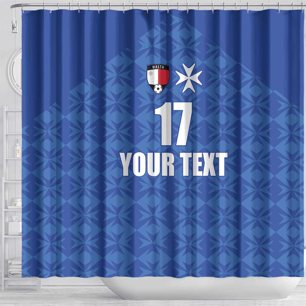 Custom Malta Football Jersey Go Champions Shower Curtain Blue Style LT17