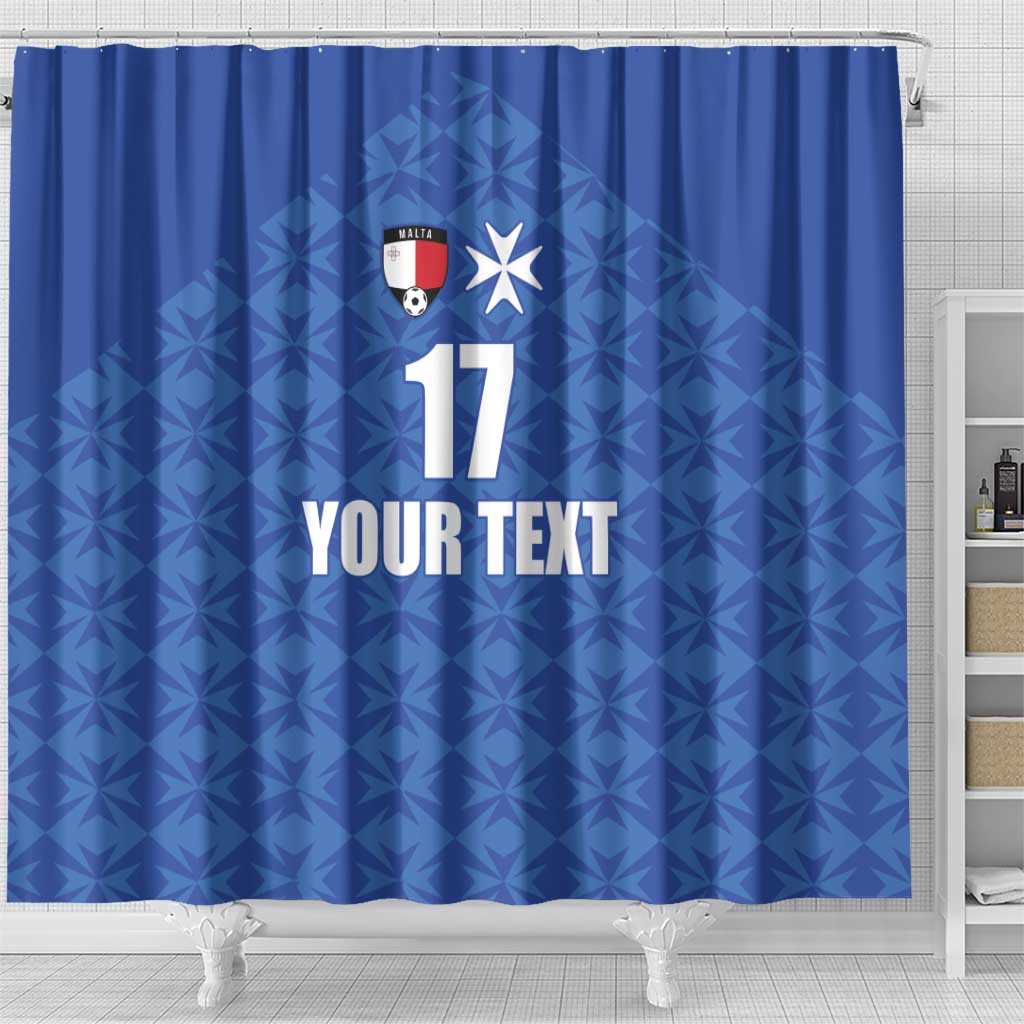 Custom Malta Football Jersey Go Champions Shower Curtain Blue Style LT17