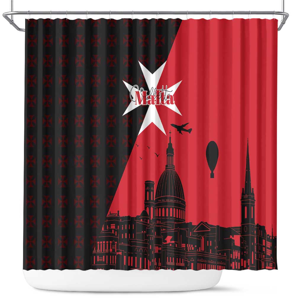 Malta Cross With Valletta Capital Shower Curtain Scenery in Velletta Capital LT17