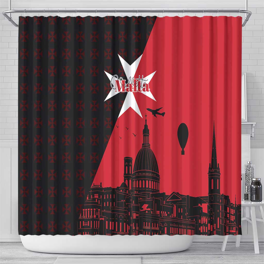 Malta Cross With Valletta Capital Shower Curtain Scenery in Velletta Capital LT17