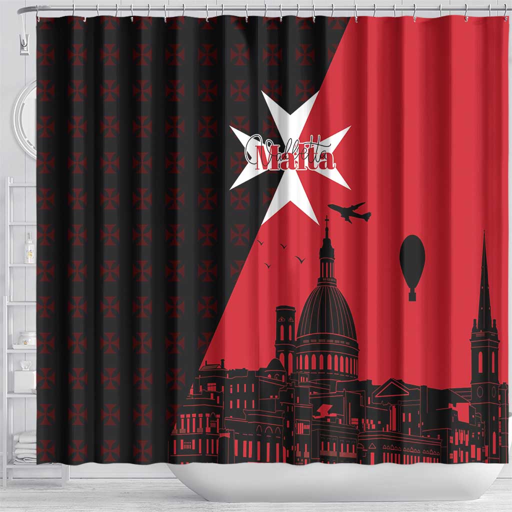 Malta Cross With Valletta Capital Shower Curtain Scenery in Velletta Capital LT17