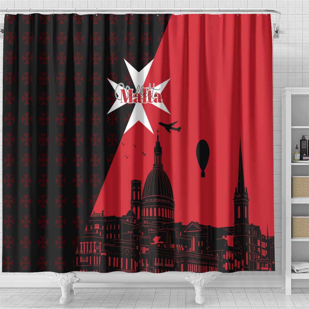Malta Cross With Valletta Capital Shower Curtain Scenery in Velletta Capital LT17
