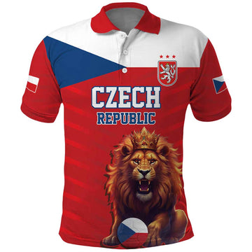 Custom Czech Republic Football Go Champions Polo Shirt Sporty Style with Lion Mascot LT17