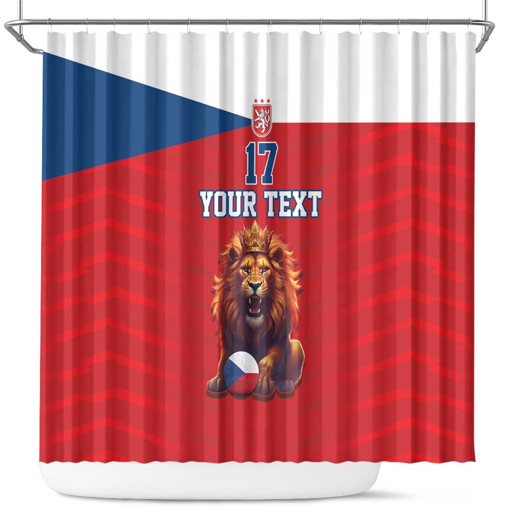 Custom Czech Republic Football Go Champions Shower Curtain Sporty Style with Lion Mascot LT17