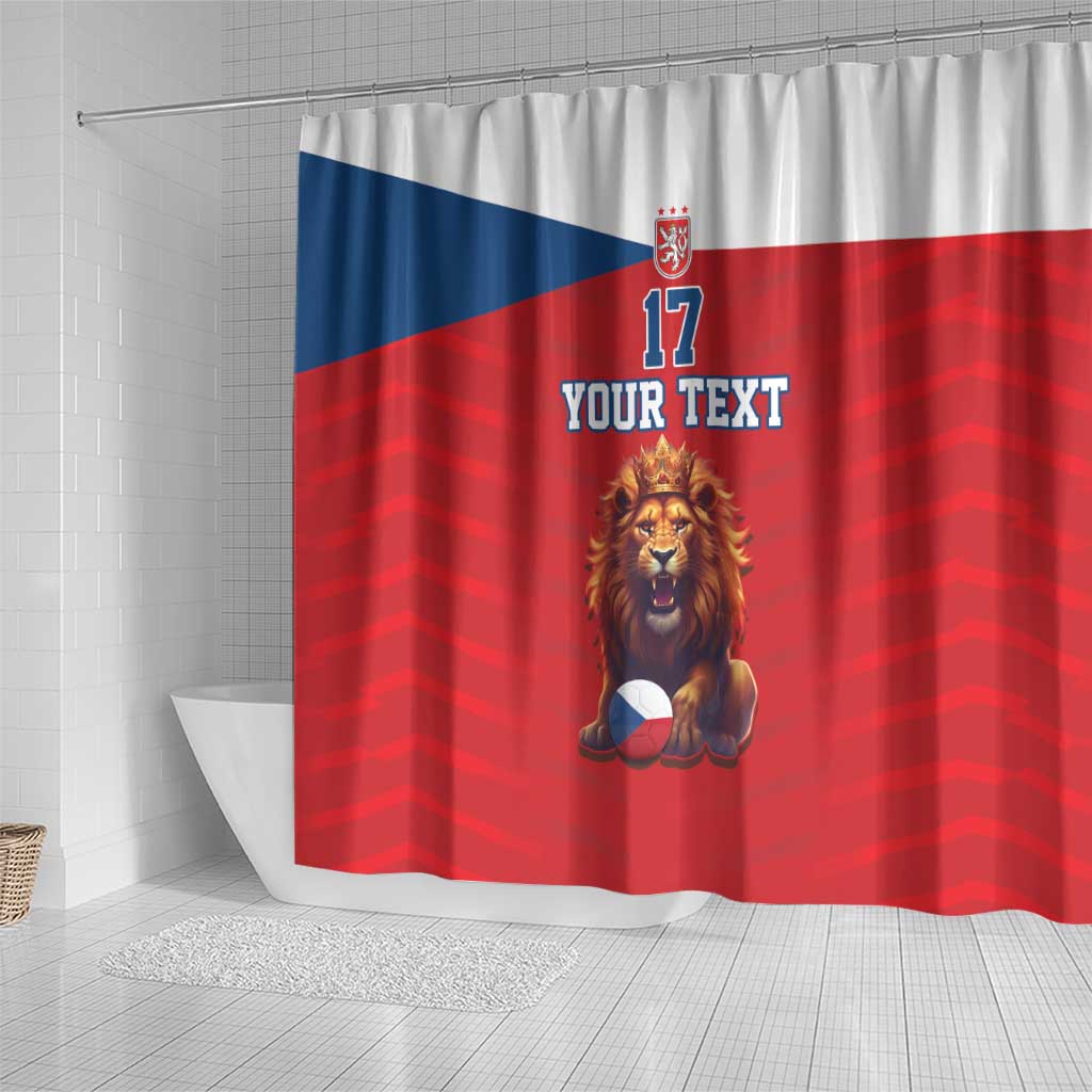 Custom Czech Republic Football Go Champions Shower Curtain Sporty Style with Lion Mascot LT17