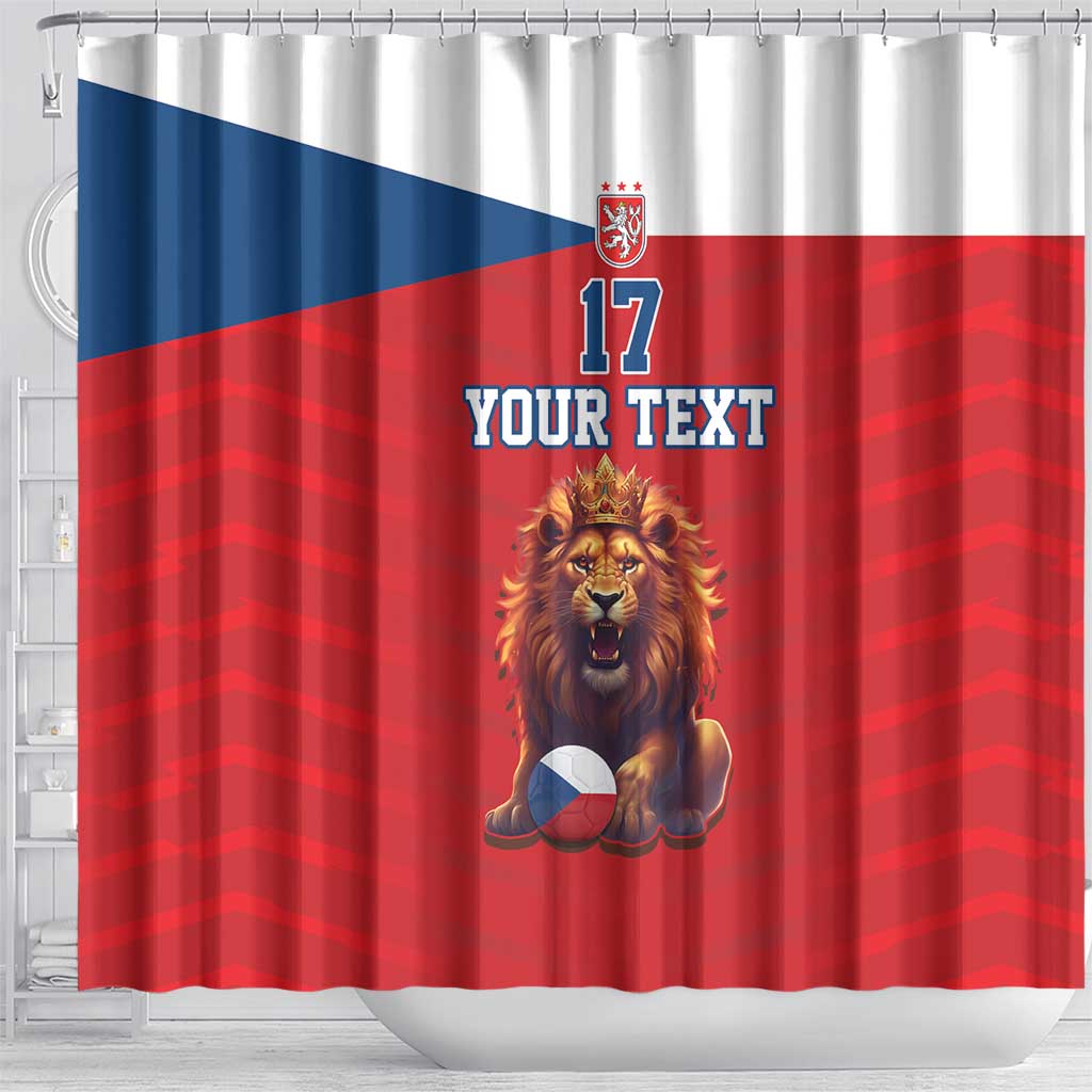 Custom Czech Republic Football Go Champions Shower Curtain Sporty Style with Lion Mascot LT17