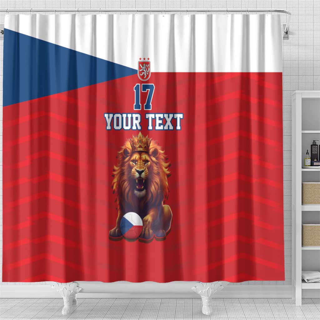 Custom Czech Republic Football Go Champions Shower Curtain Sporty Style with Lion Mascot LT17