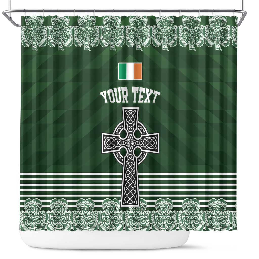 Personalized Celtic Cross Shamrock Ireland Shower Curtain Celtic Knot with Shamrock LT17