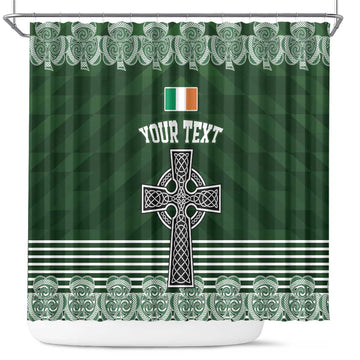 Personalized Celtic Cross Shamrock Ireland Shower Curtain Celtic Knot with Shamrock LT17