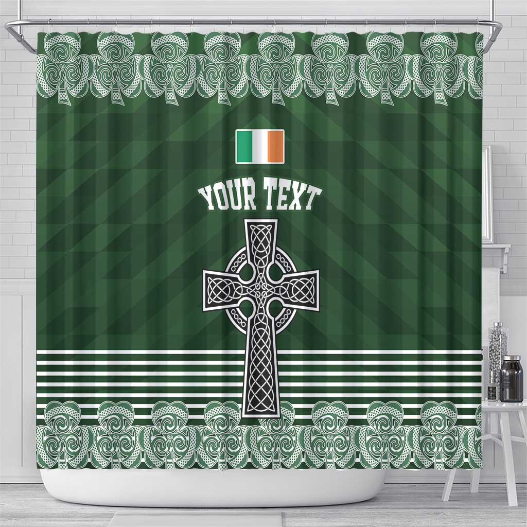 Personalized Celtic Cross Shamrock Ireland Shower Curtain Celtic Knot with Shamrock LT17