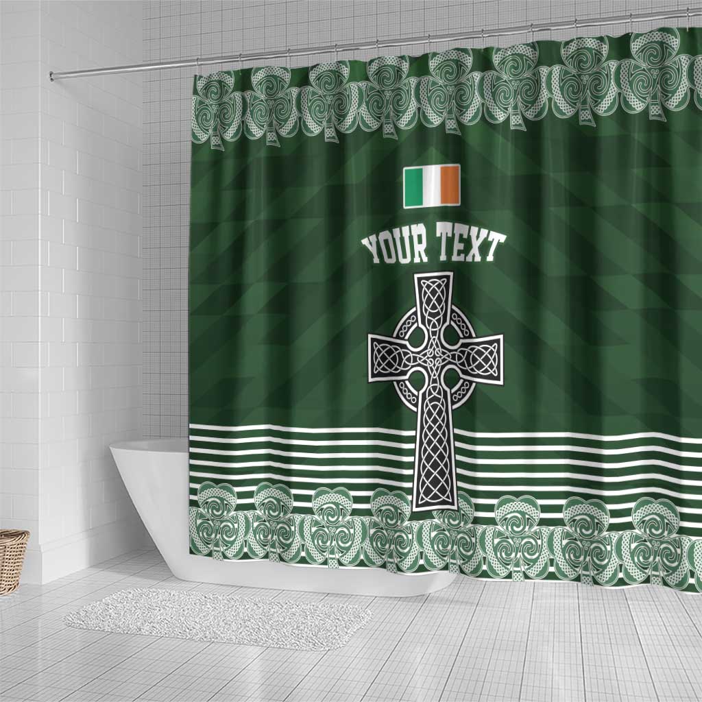 Personalized Celtic Cross Shamrock Ireland Shower Curtain Celtic Knot with Shamrock LT17