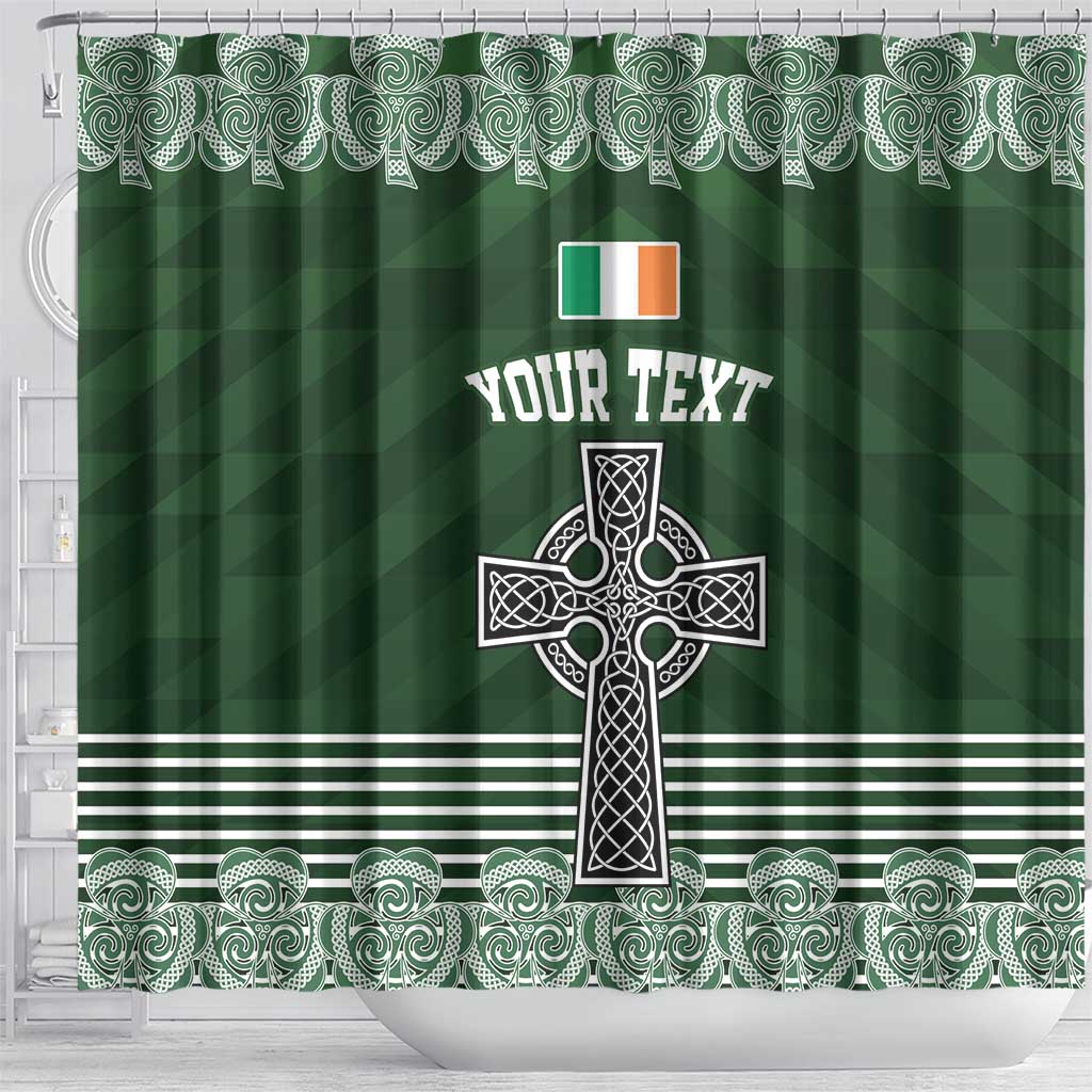 Personalized Celtic Cross Shamrock Ireland Shower Curtain Celtic Knot with Shamrock LT17