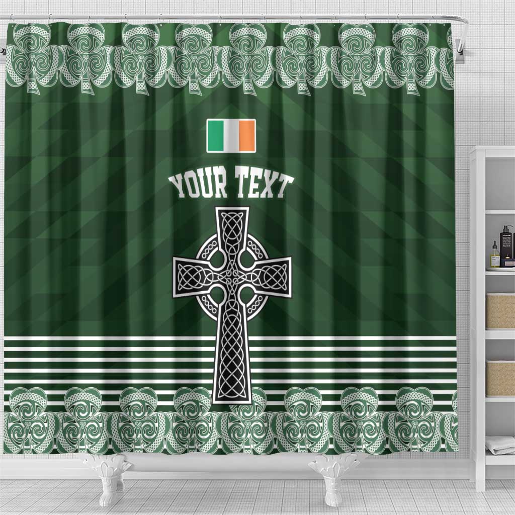 Personalized Celtic Cross Shamrock Ireland Shower Curtain Celtic Knot with Shamrock LT17