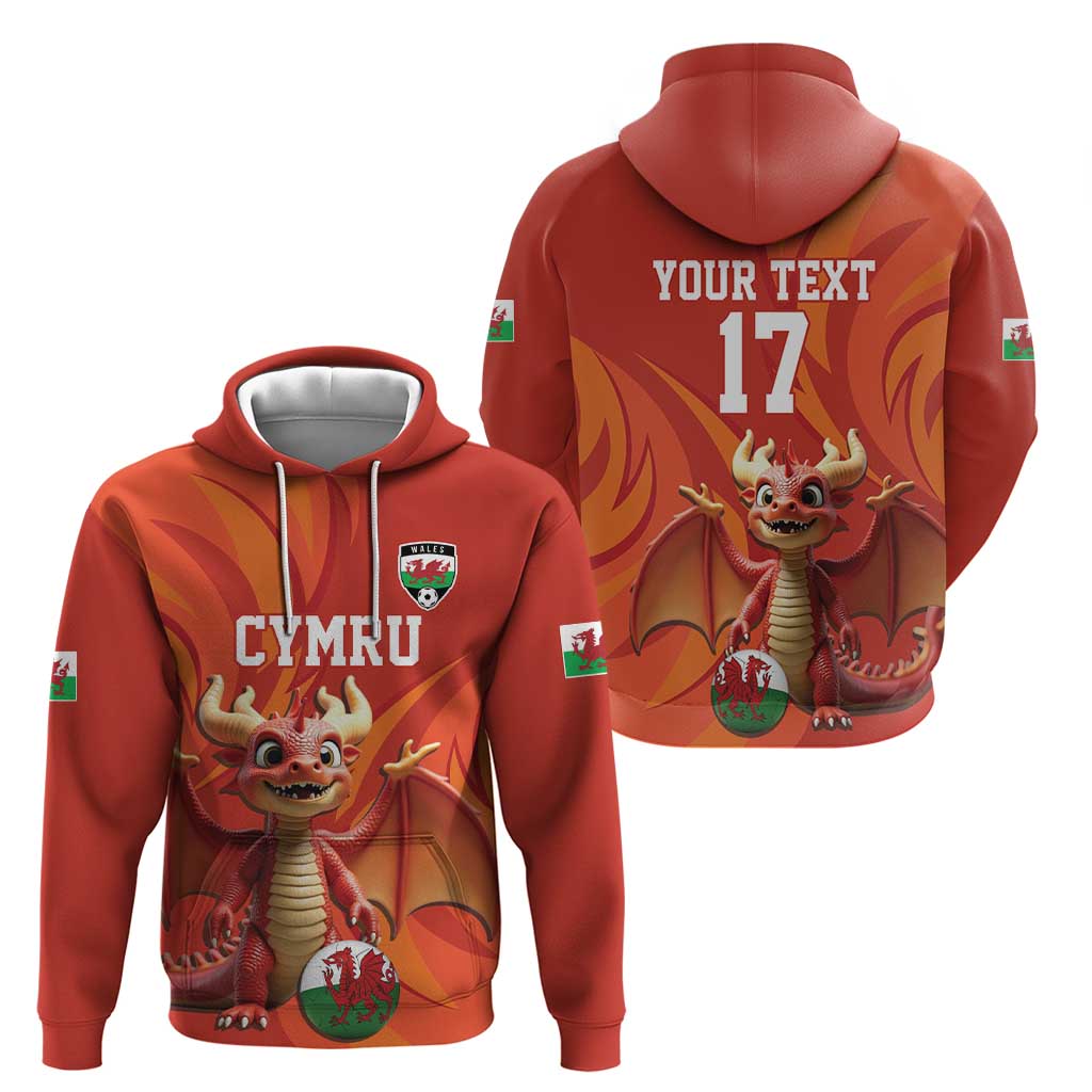 Custom Wales Football Go Champions Hoodie Cymru am byth Red Style LT17
