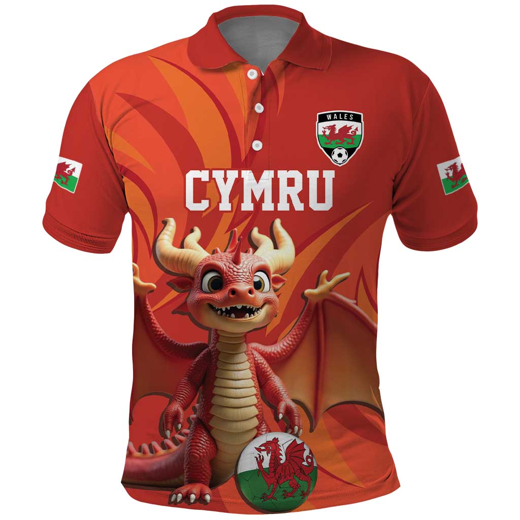 Custom Wales Football Go Champions Polo Shirt Cymru am byth Red Style LT17