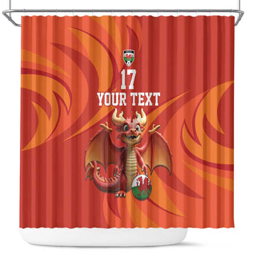 Custom Wales Football Go Champions Shower Curtain Cymru am byth Red Style LT17
