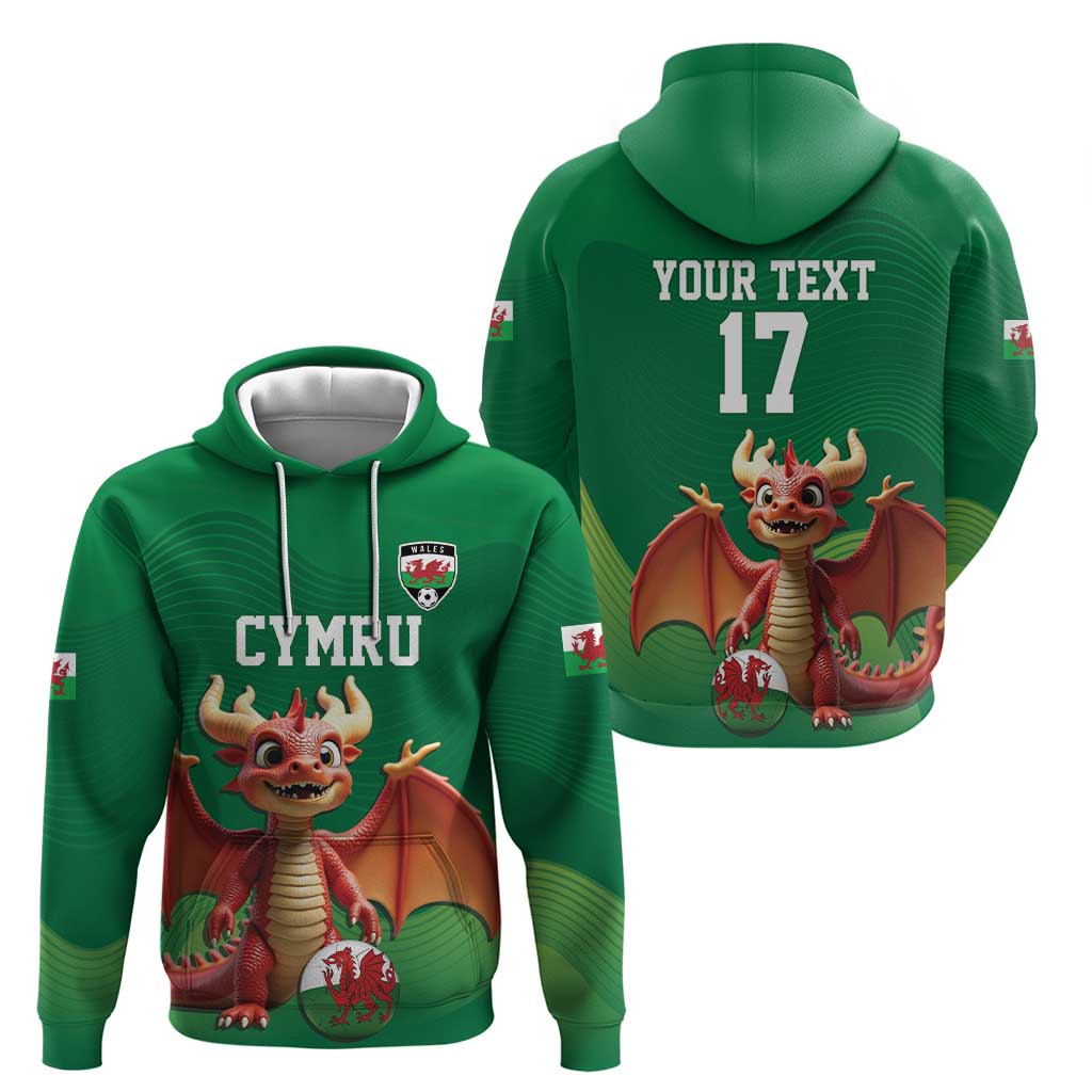Custom Wales Football Go Champions Hoodie Cymru am byth Green Style LT17