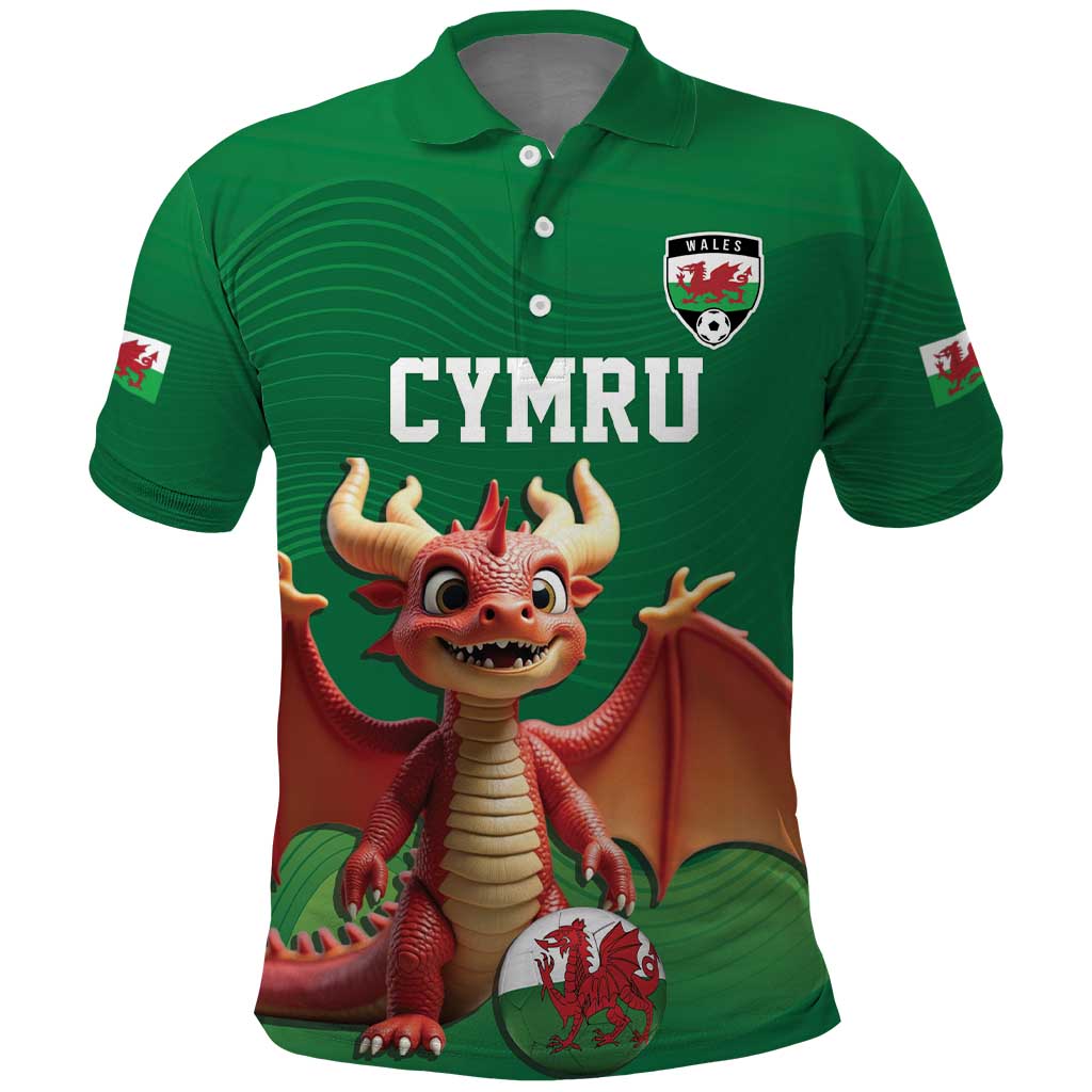 Custom Wales Football Go Champions Polo Shirt Cymru am byth Green Style LT17