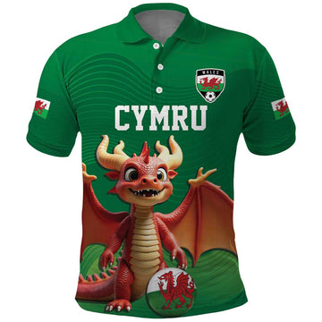 Custom Wales Football Go Champions Polo Shirt Cymru am byth Green Style LT17