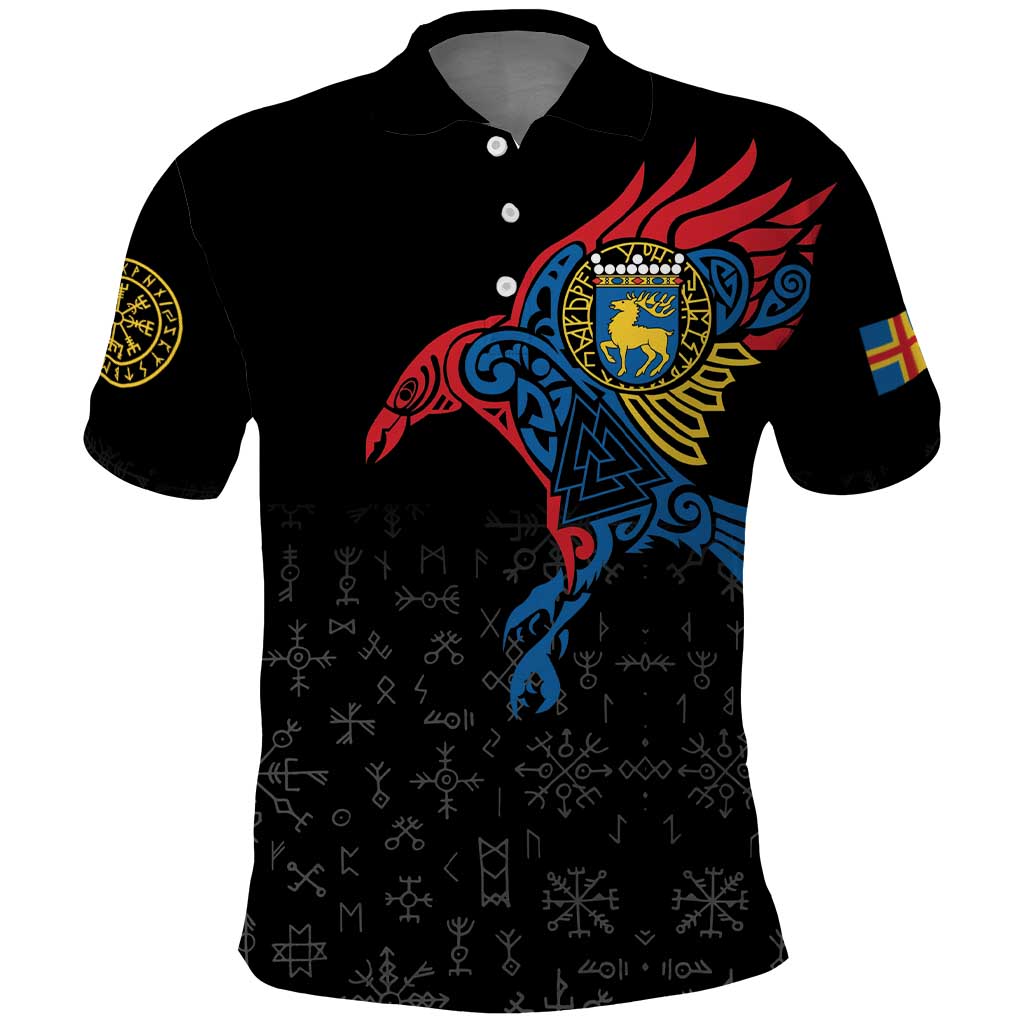 Aland Vikings Culture Polo Shirt Norse Mythology Raven Tattoo LT17