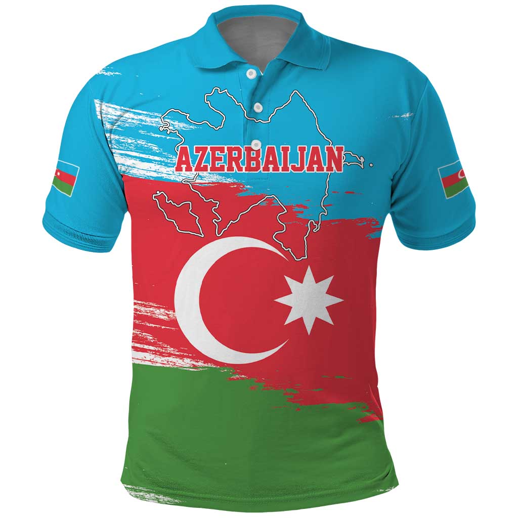 Personalized Azerbaijan Flag Style Polo Shirt Azerbaijani Flag Day LT17