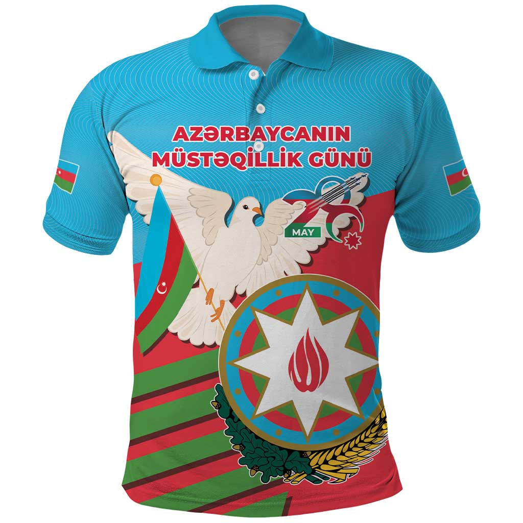 Azerbaijan Independence Day Polo Shirt Must?qillik Gunu LT17