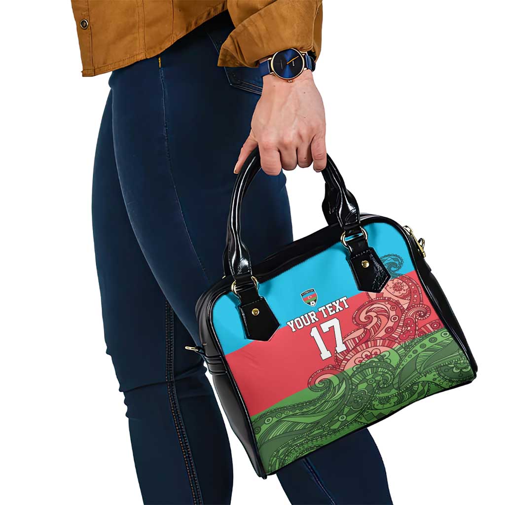 Custom Azerbaijan Football Shoulder Handbag Azerbaijan Pattern Buta LT17