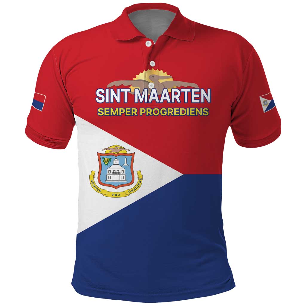 Personalized Sint Maarten Flag day Polo Shirt Semper progrediens Flag Style LT17