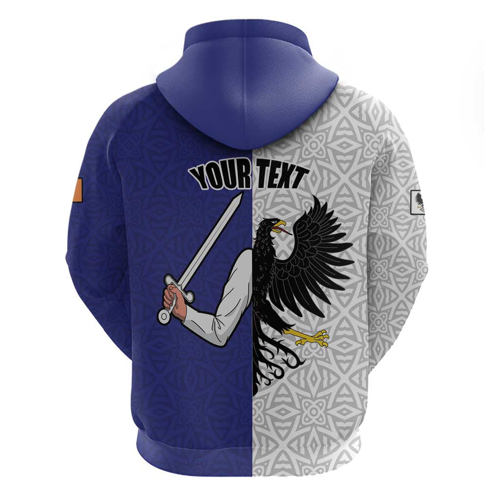 Personalized Ireland Connacht Black Eagle and Armed hand Hoodie Connachta Flag Style with Celtic Patern LT17