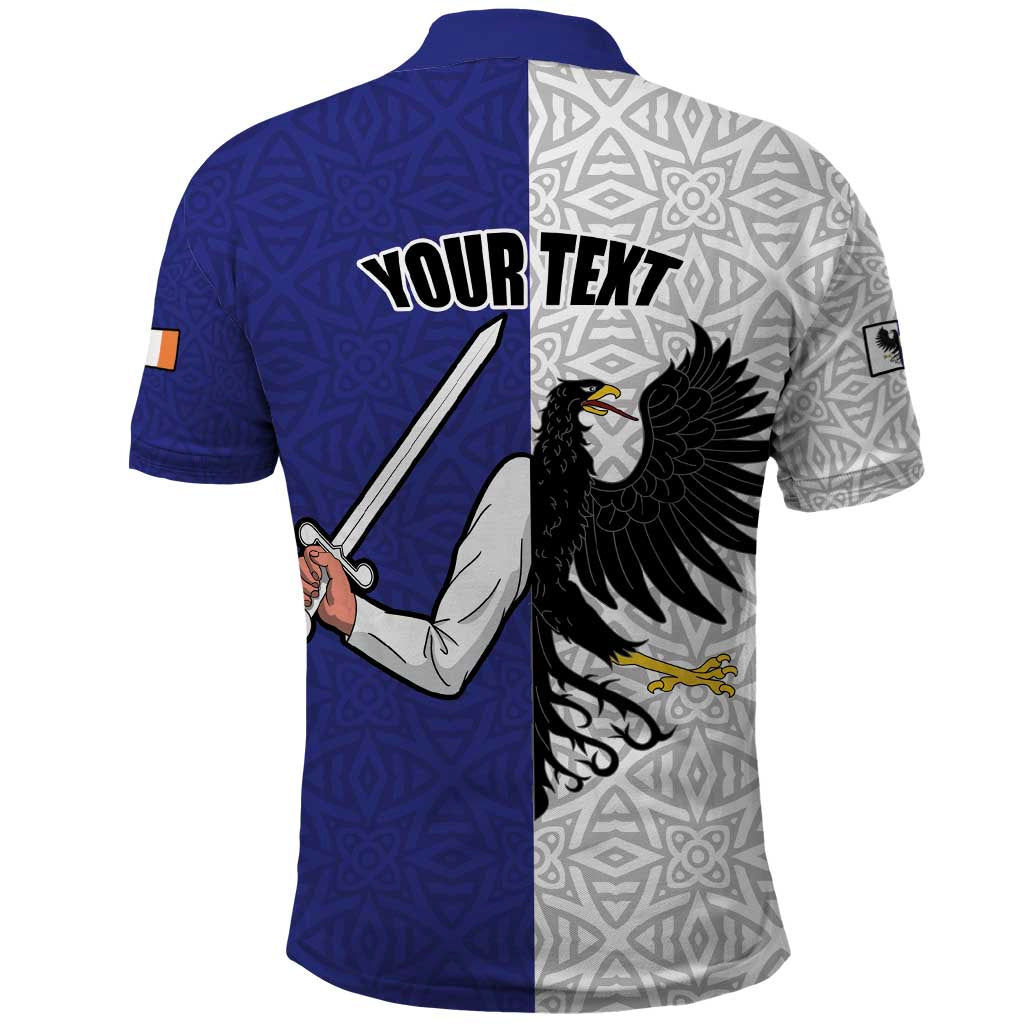 Personalized Ireland Connacht Black Eagle and Armed hand Polo Shirt Connachta Flag Style with Celtic Patern LT17