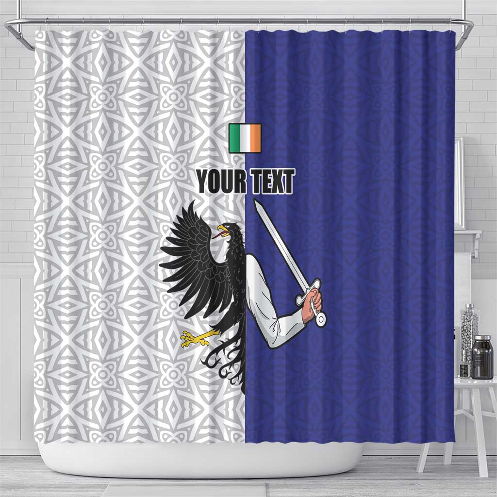 Personalized Ireland Connacht Black Eagle and Armed hand Shower Curtain Connachta Flag Style with Celtic Patern LT17