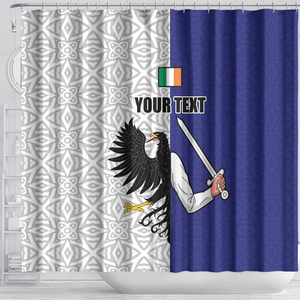 Personalized Ireland Connacht Black Eagle and Armed hand Shower Curtain Connachta Flag Style with Celtic Patern LT17