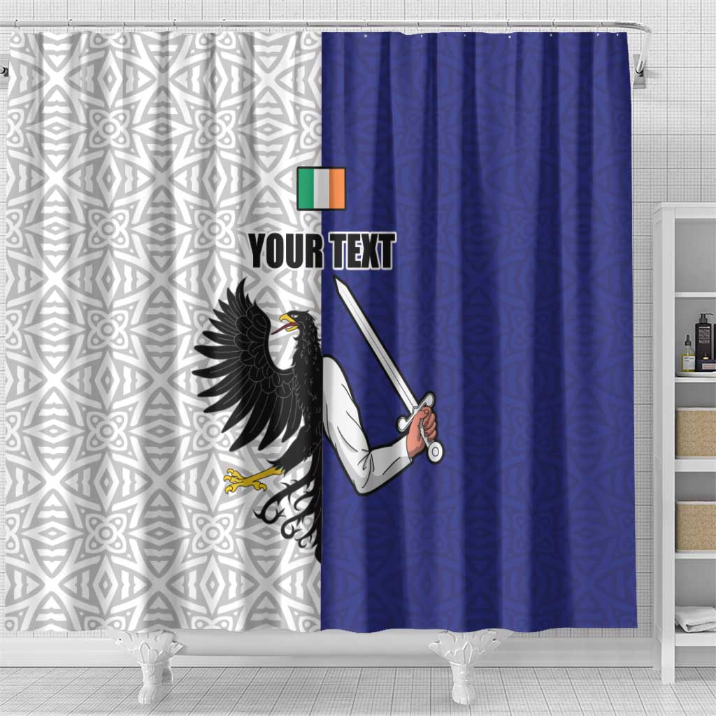 Personalized Ireland Connacht Black Eagle and Armed hand Shower Curtain Connachta Flag Style with Celtic Patern LT17