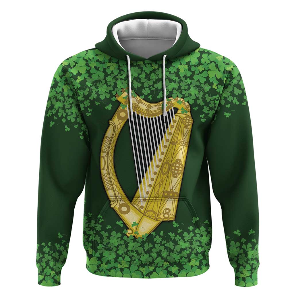 Ireland Leinster Gold Irish Harp with Shamrock Hoodie Laighin Flag With Shamrock Patern LT17