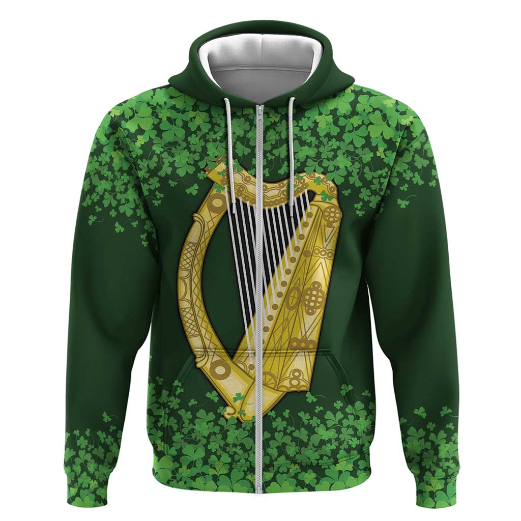 Ireland Leinster Gold Irish Harp with Shamrock Hoodie Laighin Flag With Shamrock Patern LT17
